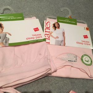 Hanes tagless sleep pant and s/s top set - M  pink